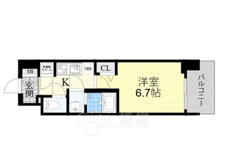 レジュールアッシュ中之島SOUTH【11階】の間取り