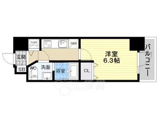 プライマル靱本町【3階】の間取り