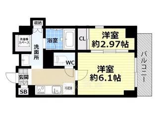 シーズンフラッツ靱本町【11階】の間取り