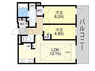 Brillia Tower箕面船場TOP OF THE HILL【6階】の間取り
