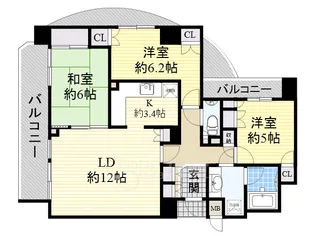 グレイスフォート桃山台【3階】の間取り