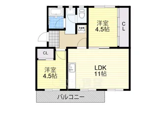 箕面粟生第2住宅12号棟【4階】の間取り