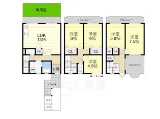 大阪府箕面市箕面3丁目【テラスハウス】の間取り