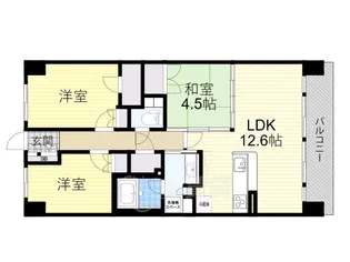 大阪府吹田市津雲台5丁目【マンション】の間取り