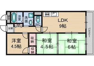 ヒシヒラリバーハイツ【9階】の間取り