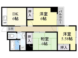 佐井寺ハイツ【4階】の間取り