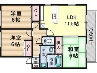 大阪府茨木市郡山2丁目【アパート】の間取り