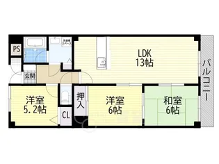 フェルザ南茨木【1階】の間取り