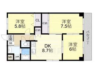 大阪府摂津市鳥飼西4丁目【マンション】の間取り