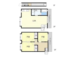 大阪府吹田市片山町2丁目【テラスハウス】の間取り
