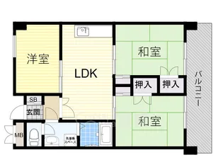 第2ユーロハイツ東豊中【6階】の間取り