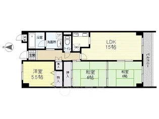 大阪府茨木市沢良宜西3丁目【マンション】の間取り