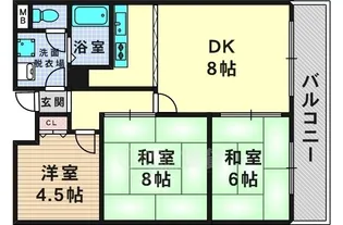 大阪府茨木市東太田2丁目【マンション】の間取り