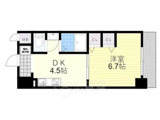 1DKの間取り画像