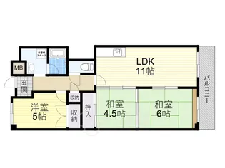 大阪府茨木市平田2丁目【マンション】の間取り