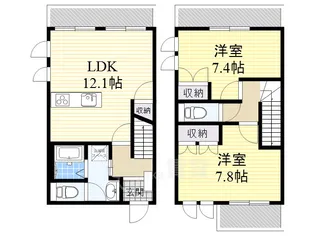 大阪府箕面市彩都粟生南2丁目【テラスハウス】の間取り