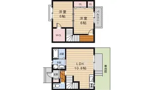 大阪府箕面市粟生間谷西7丁目【テラスハウス】の間取り