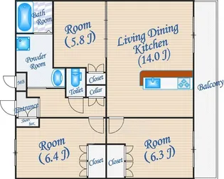 グランドール・ヴィラ【1階】の間取り