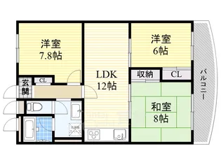 アパルトマン北千里【7階】の間取り