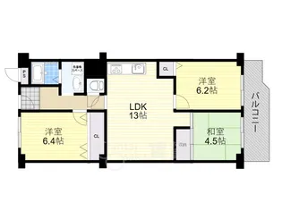 春日丘グリーンハイツB棟【6階】の間取り