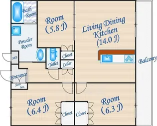 グランドール・ヴィラ【4階】の間取り