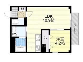 1LDKの間取り画像