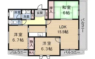 ラ・ヴェール茨木【3階】の間取り