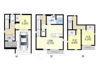 大阪府大阪市福島区吉野1丁目【一戸建】の間取り