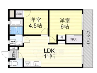 大阪府豊中市東豊中町4丁目【マンション】の間取り