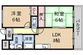 大阪府摂津市一津屋2丁目【マンション】の間取り
