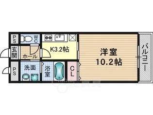 アンプルールクラージュ・ウエストヒルズ【2階】の間取り