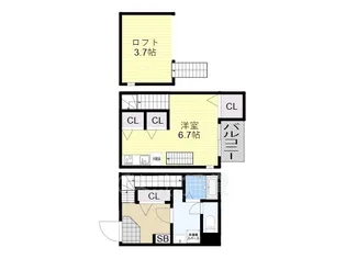 ハーモニーテラス野里【1階】の間取り