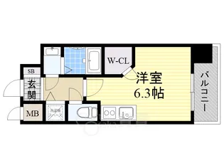 クレアート大阪トゥールビヨン【3階】の間取り