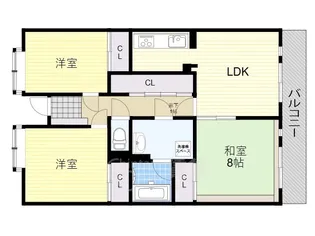 サンライズコート緑地公園A棟【2階】の間取り