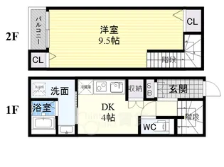 大阪府大阪市城東区今福西4丁目【テラスハウス】の間取り