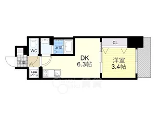 1DKの間取り画像