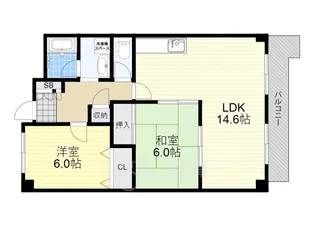 大阪府吹田市五月が丘南【マンション】の間取り