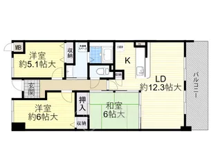 大阪府茨木市真砂2丁目【マンション】の間取り