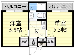 大阪府箕面市箕面4丁目【マンション】の間取り