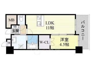 ヴェルドゥール南茨木【8階】の間取り