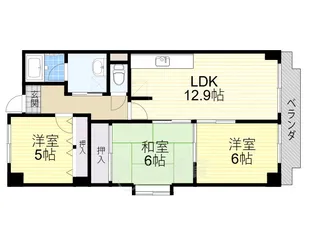アンソレイユ高木【1階】の間取り