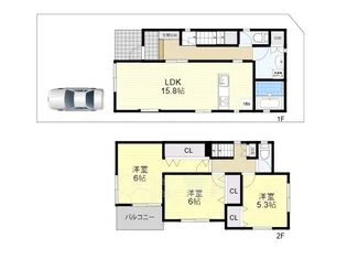 大阪府豊中市上野東2丁目【一戸建】の間取り