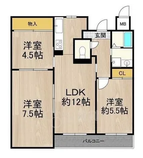 大阪府茨木市平田台【マンション】の間取り