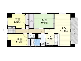 大阪府池田市井口堂3丁目【マンション】の間取り