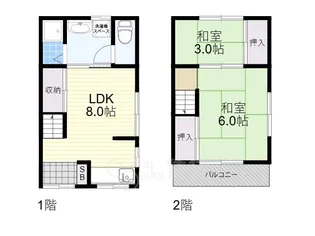 大阪府茨木市五日市2丁目【テラスハウス】の間取り
