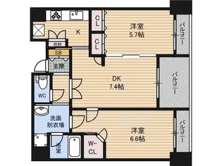 エステムプラザ梅田WEST【8階】の間取り