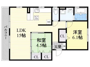 クロスロードⅡB棟【1階】の間取り