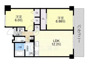 レジディア西天満【6階】の間取り