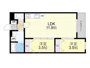 Villa 41 YAMATE SUITA【3階】の間取り