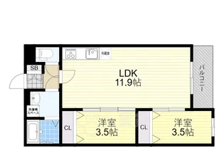 Villa 41 YAMATE SUITA【3階】の間取り